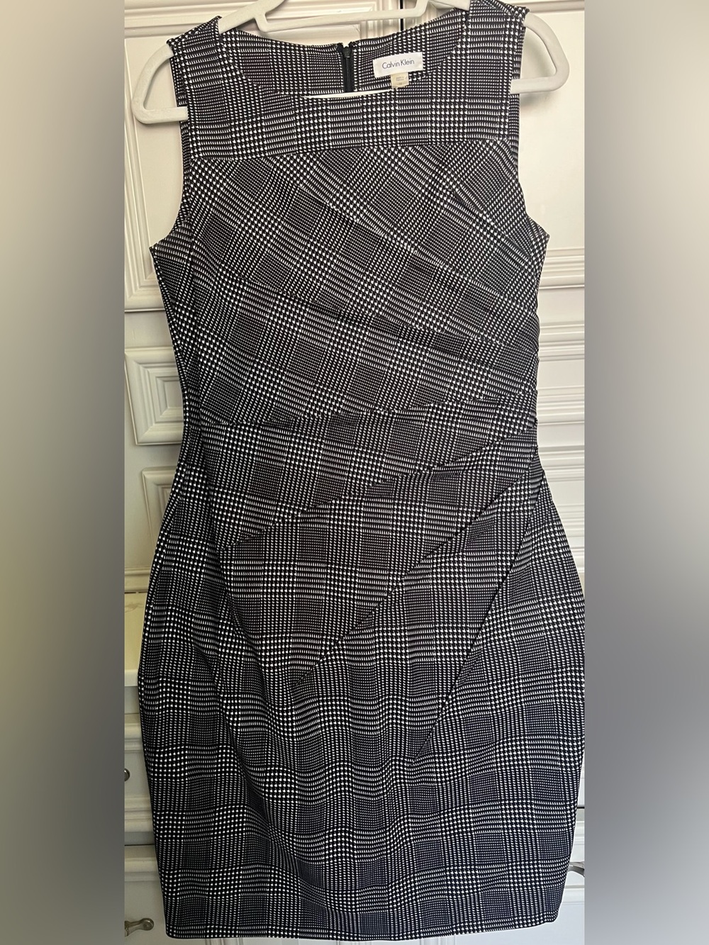 Calvin Klein Black and White Plaid Sheath Dress